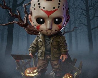 Chibi Slasher Horror Figure – Raw 3D Printed Resin Model (Unpainted)