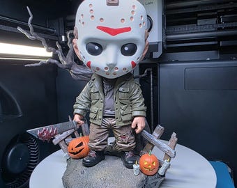 Chibi Slasher Horror Figure – Hand Painted Resin Display Collectible