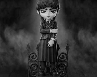 Chibi Gothic Girl – Raw 3D Printed Resin Figure (Unpainted)