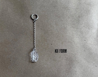 Transparent Resin Single Earring, Stainless Steel Chain, Handmade Statement Jewelry