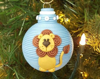 Lion Baby's 1st Christmas ornament, baby boy, Little Lion polymer clay keepsake personalized 2023