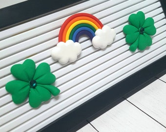 RAINBOW and CLOVERS accessories Icons for letterboards handmade with polymer clay St. Patrick's day decor