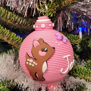 2023 Baby Deer Fawn Christmas ornament polymer clay keepsake personalized image 1