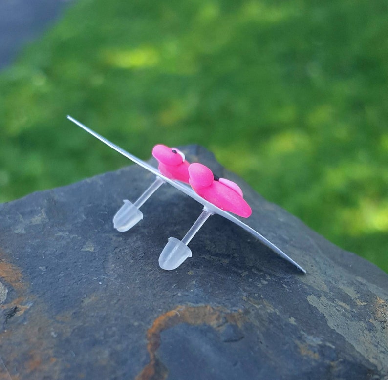 Pink Flamingo stud earrings polymer clay tiny earrings image 2