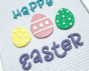 HAPPY EASTER Letters and 3 Easter Eggs Accessories Icons for Letterboards handmade with polymer clay choose your set
