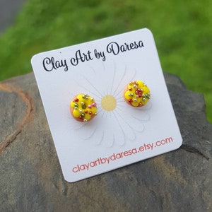 Tiny donut stud earrings, polymer clay, dainty earrings, hypoallergenic. image 4