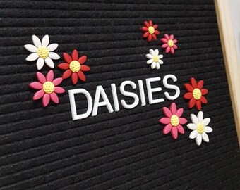 DAISIES Accessories Icons for Letterboards. Set of 9 polymer clay Daisy flowers handmade with polymer clay