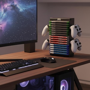 Game Disc & Controller Storage Rack | PlayStation Xbox Organizer Stand