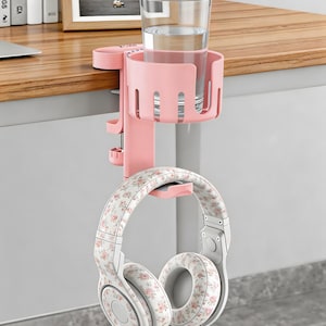 3 in 1 Headphone Stand Controller Holder Desk Cup Holder Clamp Gaming Desk Organizer