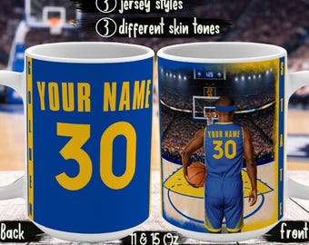 Personalisierte Golden State Name & Nummer Basketball Jersey Tasse, Benutzerdefinierte GS Krieger Basketball Fan Geburtstagsgeschenk für Papa Mama Bruder Ehemann