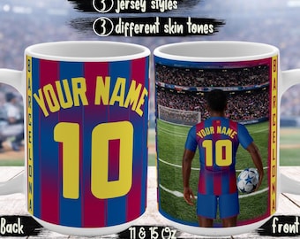 Mug personnalisé fan du FC Barcelone, nom personnalisé cadeau fan du FC Barcelone, tasse fan du Barça, cadeau supporter de Barcelone, cadeau football unique pour lui