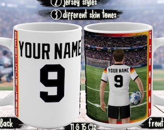 Mug de football Allemagne, cadeau fan de football allemand, tasse à café Deutschland, tasse de fan de la coupe du monde, cadeau pour amateur de football, tasse de fan de sport
