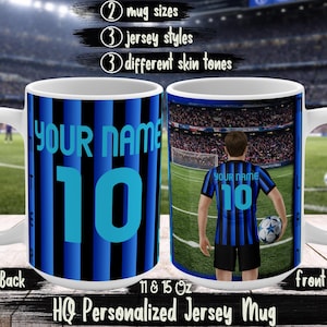Taza personalizada para aficionados del Inter de Milán, regalo personalizado para aficionados del FC Inter, taza de café Nerazzurri, regalo para amantes del fútbol, regalo para aficionados al fútbol