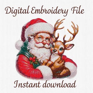 Weihnachtsmann Rentier Stickdatei, Stickdatei für die Stickmaschine