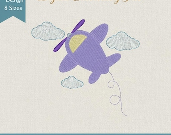 Airplane embroidery design digital file – 8 sizes. Instant Download