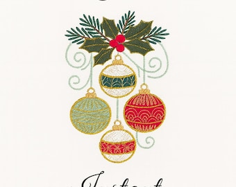 Christmas Ornament Embroidery Design for Machine  5 Sizes Customizable