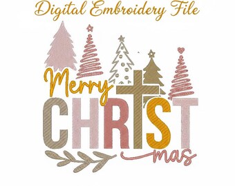 Merry Christmas Embroidery Design – Digital Download (10 Sizes)