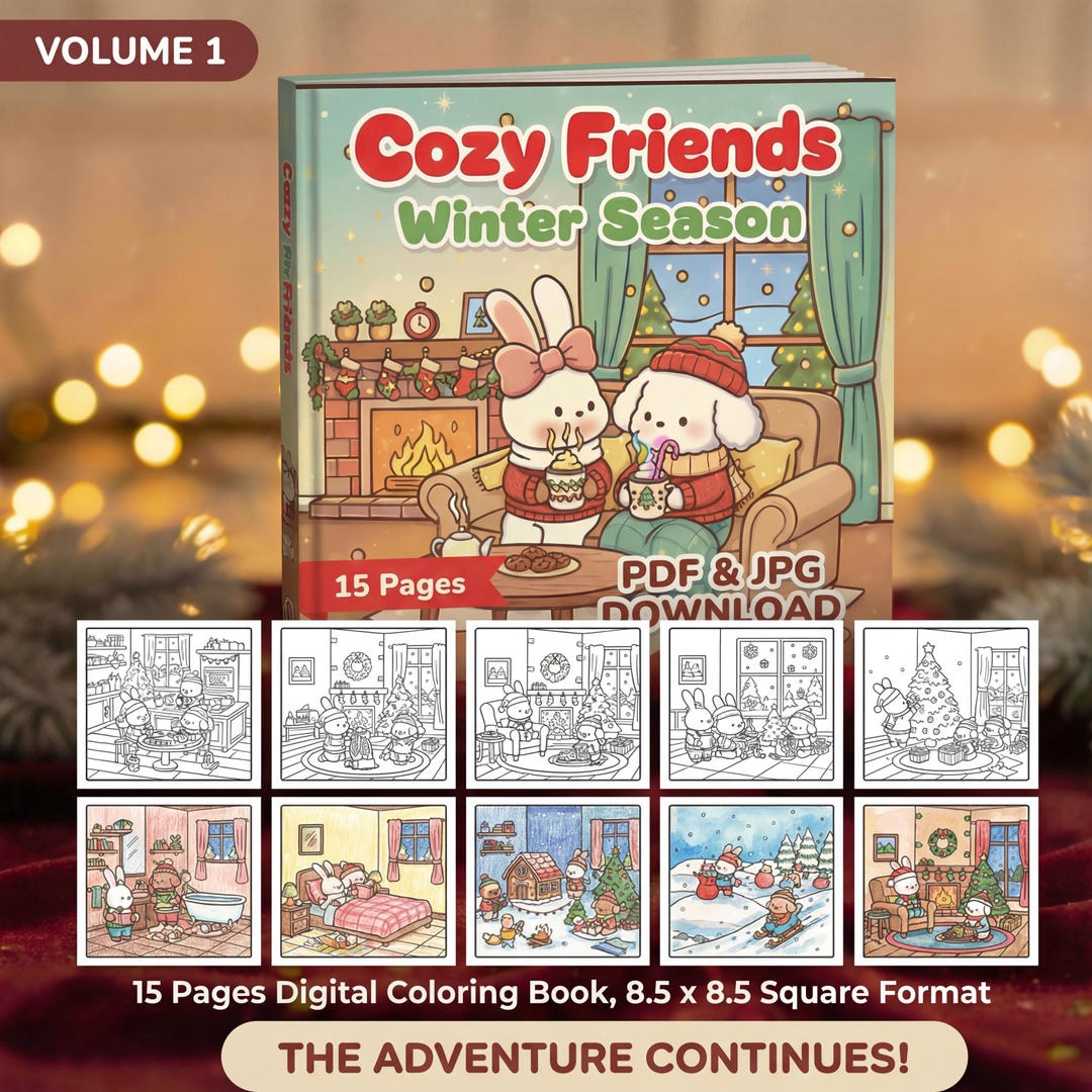 Cozy Friends Winter Coloring Book for Kids, Cocowyo Coloring Book, PDF ...