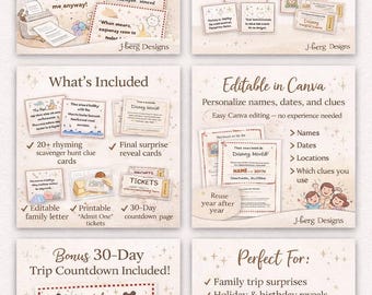 Family Trip Reveal Scavenger Hunt | Canva Editable, Printable (Digital Download)