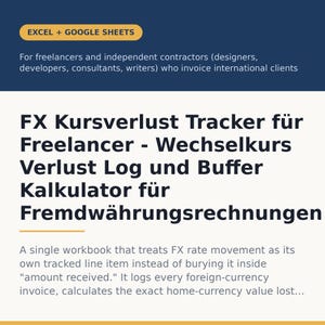 FX Kursverlust Tracker für Freelancer - Wechselkurs Verlust Log und Buffer Kalkulator für Fremdwährungsrechnungen