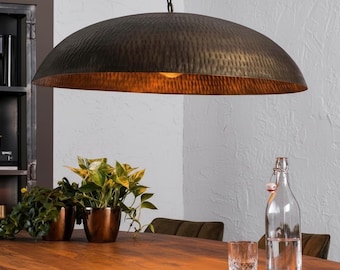 Handgemachte gehämmerte Messingkuppel Pendelleuchte, marokkanische oxidierte Deckenleuchte, rustikale Kücheninselbeleuchtung, Vintage Messingleuchte Dekor