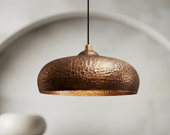 Moroccan Copper Dome Light Fixture, Handmade Pendant Lamp, Rustic Farmhouse Chandelier, Kitchen Island Ceiling Lighting