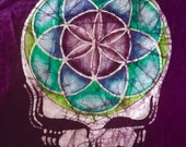 Grateful Dead Steal Your Face Flower of Life Hand Batiked Adult T-shirts