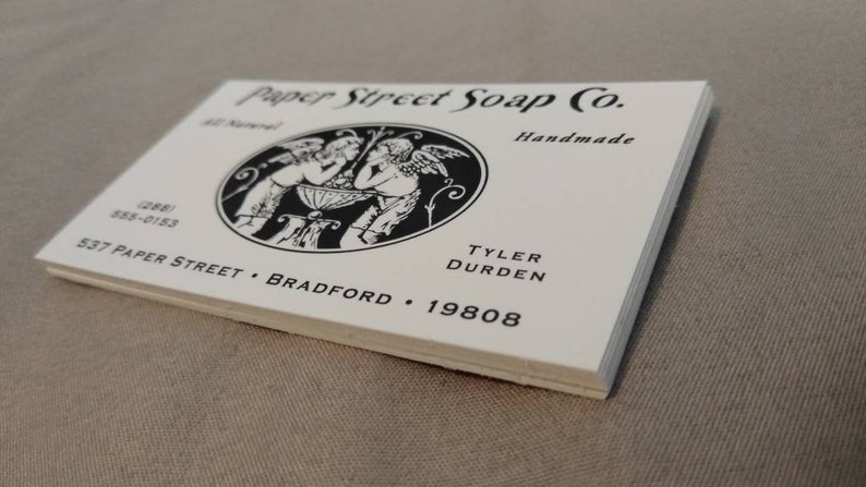 Tyler Durden Paper Street Soap Company business cards Fight Club film prop reproduction image 2