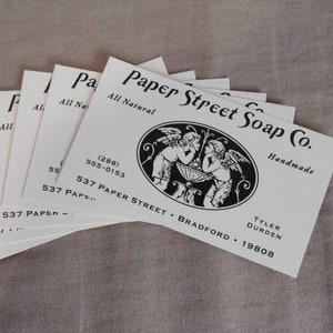 Tyler Durden Paper Street Soap Company business cards Fight Club film prop reproduction image 3