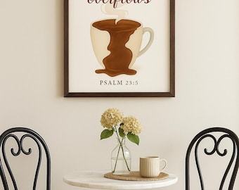 Psalm 23:5 Coffee Print | Christian Kitchen Wall Art (Digital Download)