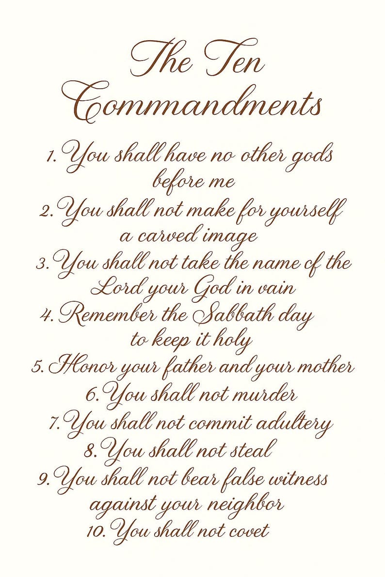Cursive Ten Commandments Ten Commandments Scripture Art | Elegant Cursive Printable (digital ...