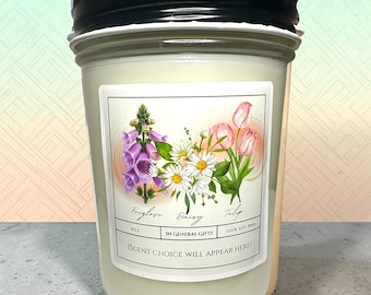 Candle Subtle FDT Floral Label - political left wing gift - 100% soy 8oz