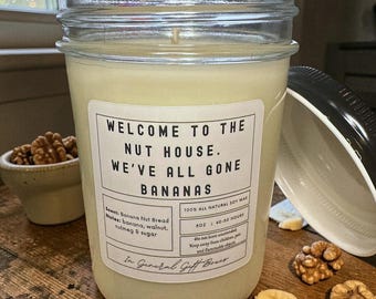 Banana Nut Bread Scented Soy Wax Candle – Walnut, Nutmeg, Sugar Notes