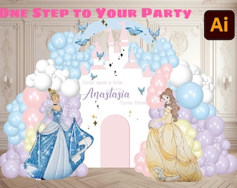 Princess Castle Backdrop, Castle Balloon Backdrop, Princess Party Decoration, Pink Castle Birthday Backdrop