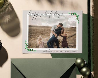 Tarjeta navideña moderna / Plantilla navideña neutra / Descarga digital editable e imprimible