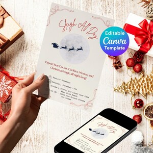 Weihnachten Pyjama Party Einladung, Schlitten den ganzen Tag, Canva Vorlage (Digitaler Download)