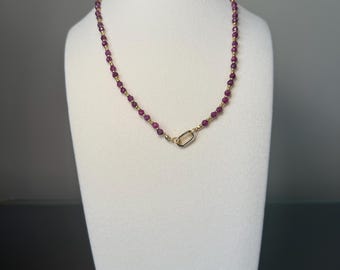roses and honey- ruby and gold beaded necklace