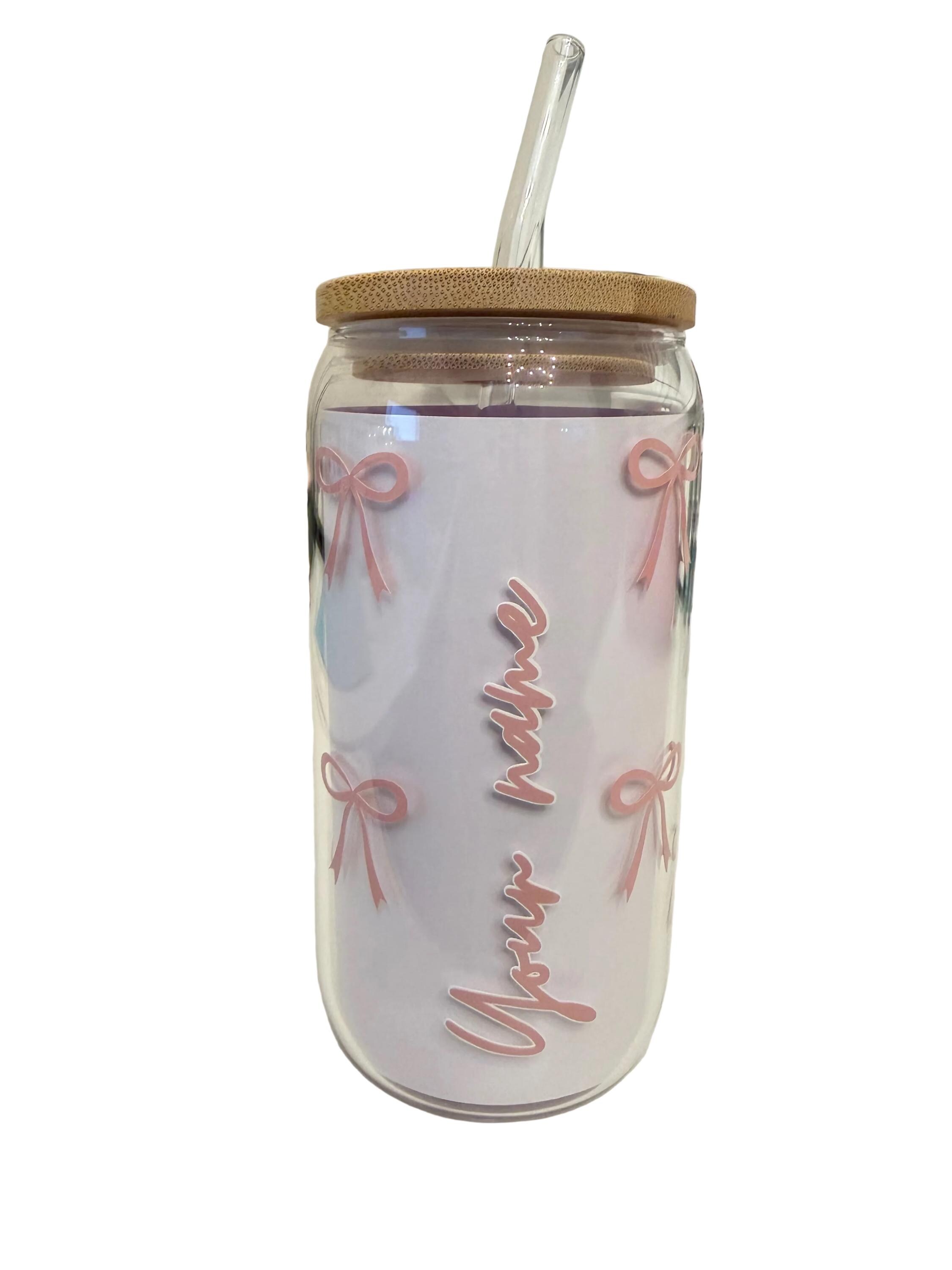 Customizable Pink Bows Glass Cup and Keychain - Etsy