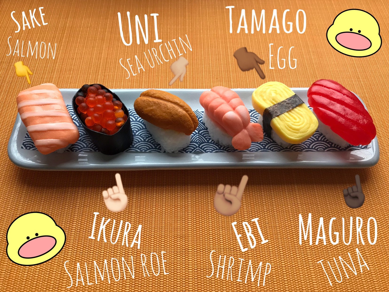 NEW Sushi Soap Set Salmon / Salmon Roe / Sea Urchin / Shrimp / Egg