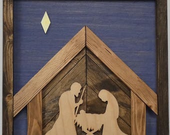 Rustic Wooden Nativity Scene, Handmade Christmas Decor