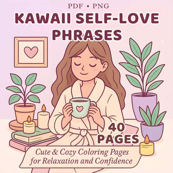 Self-Love Coloring Book | 40 Cozy Pages (PDF + PNG)