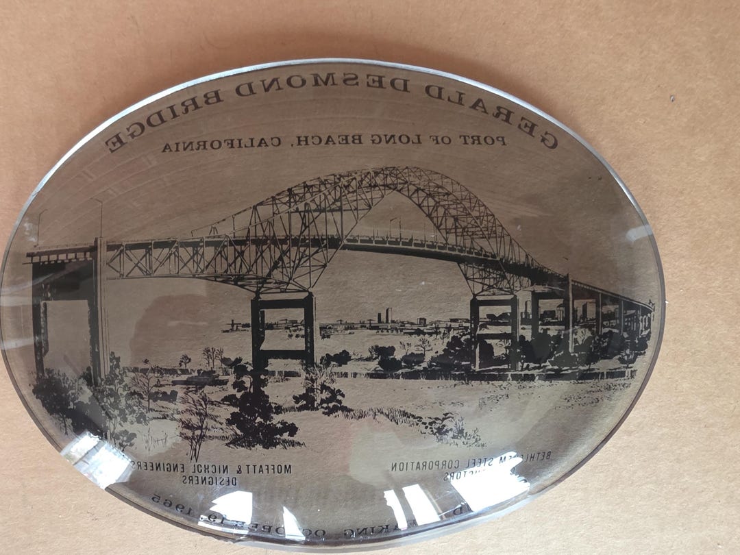 1965 Commemorative Gerald Desmond Bridge Glass Collector Plate - Etsy