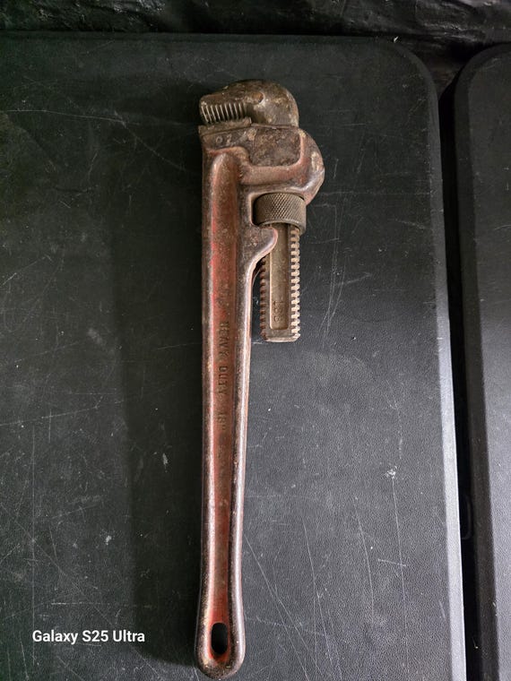 Vintage P&C 1818 Pipe Wrench / Antique 18 Inch Heavy Duty Tool / Industrial Decor Man Cave Gift / Hand Forged Mechanics 