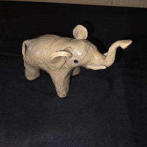 1950s-1970s vintage elephant sculpture made of crushed oyster shells handcrafted in the Philippines