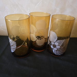 70s Flower Water Glasses Vintage - Etsy