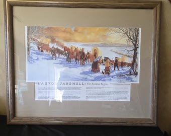 1997 Vintage Künstler signiert ""Nauvoo Farewell: The Exodus Beginns" von Frank Thomas zeigt HLT-Migration von Nauvoo Illinois."