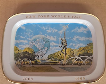 1964-1965 new york world's fair metal souvenir tray