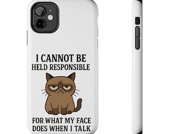 Grumpy Cat Illustration Handyhülle | Sarkastisches Zitat, lustiges Katzenliebhaber Geschenk