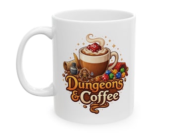 Dungeons & Coffee Mug | Dragon Dice RPG Ceramic Cup
