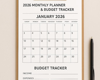 2026 Monatsplaner | Minimalistischer Budget Tracker (Digitaler Download)